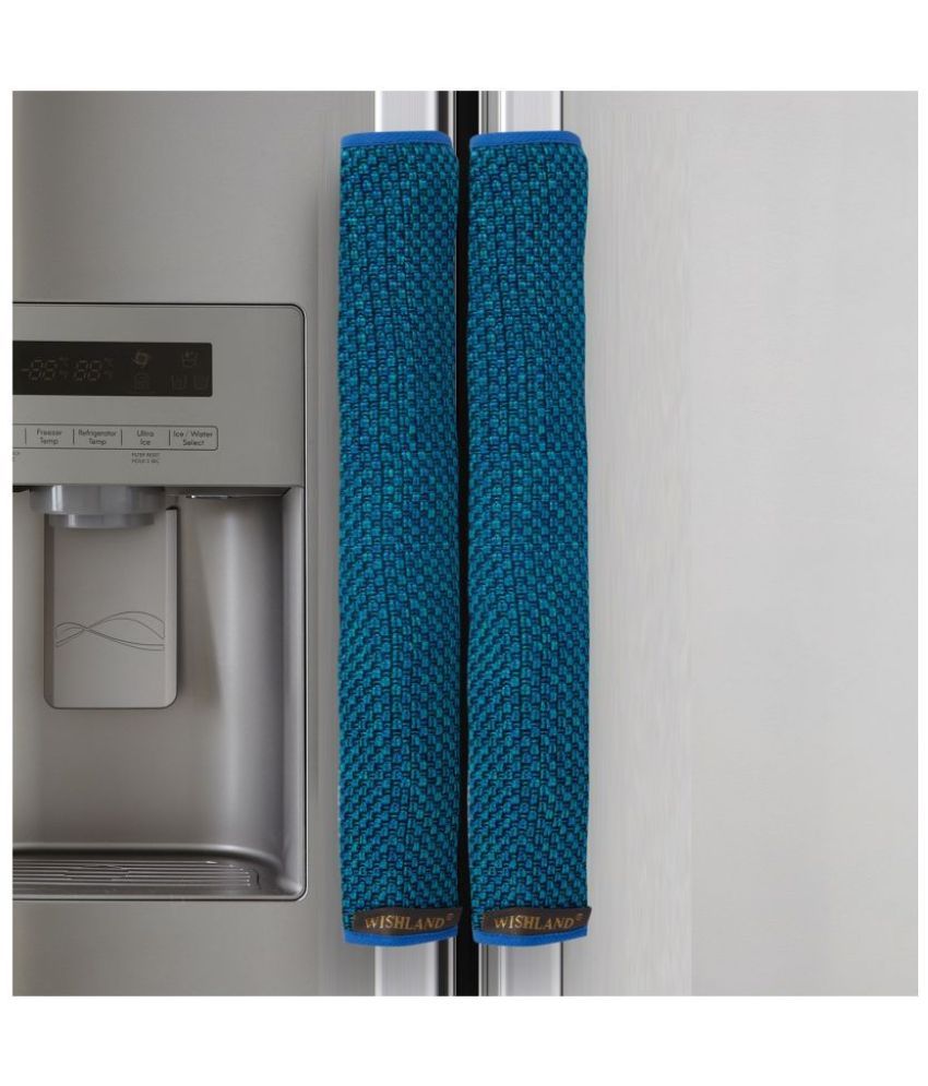     			Wishland Set of 2 Jute Blue Fridge Handle Cover