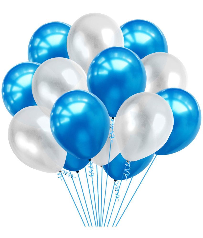    			Party Propz Blue White Metallic Latex Balloons Pack-110Pcs for Boys Kids men Birthday, Space, Prince, First,2nd Years Decorations Balloons Supplies Combo Kit