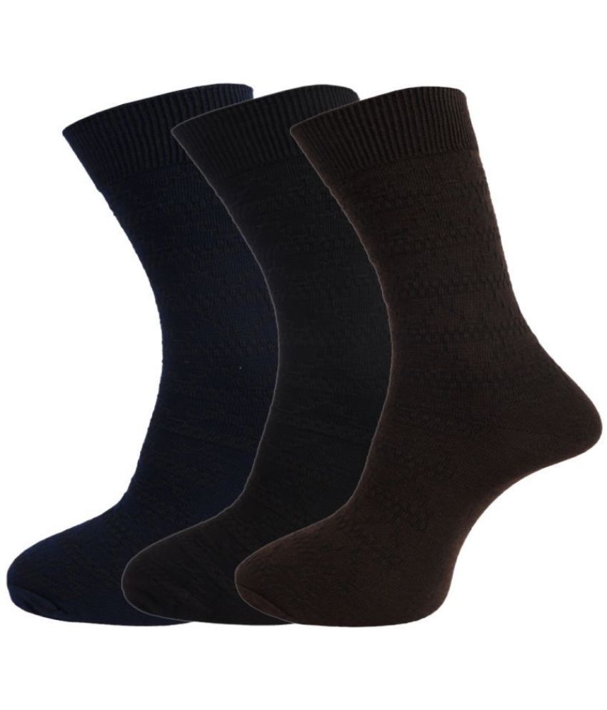     			Dollar - Cotton Men's Self Design Multicolor Full Length Socks ( Pack of 3 )