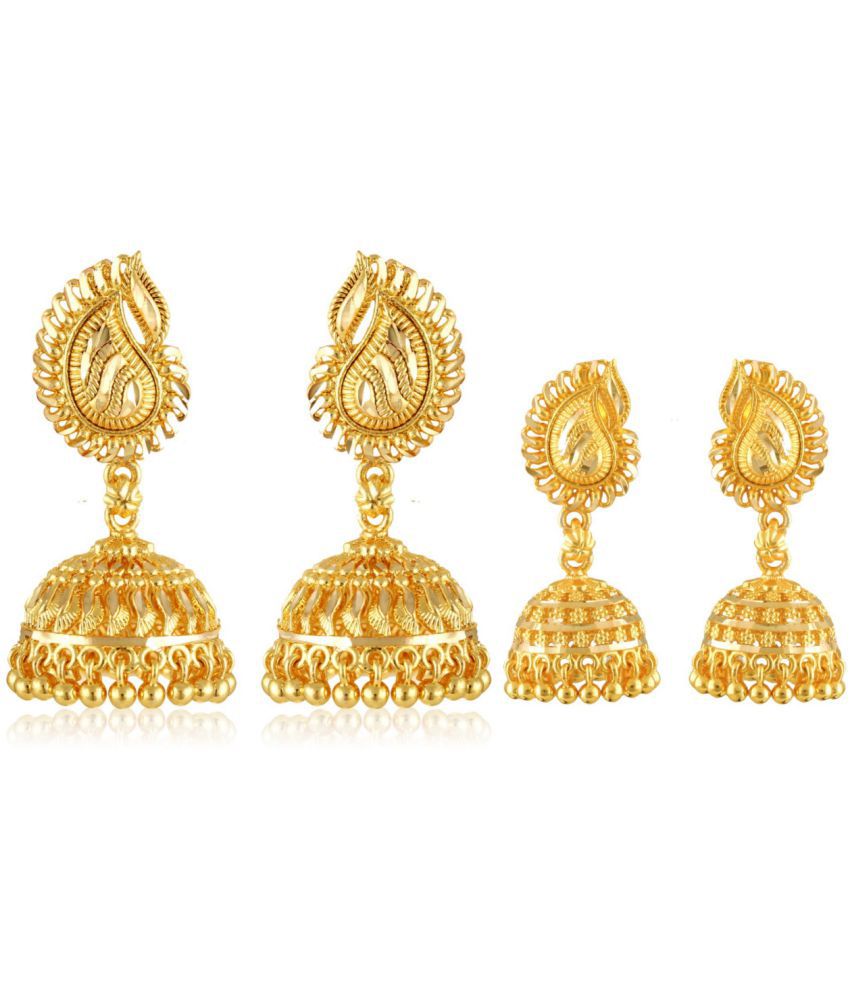     			Vighnaharta - Golden Jhumki Earrings ( Pack of 2 )
