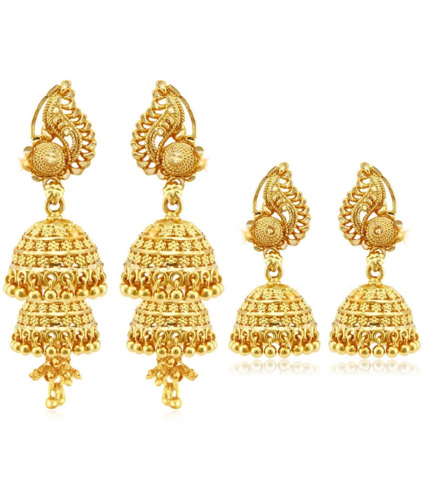     			Vighnaharta Everyday wear Gold plated alloy Earring, Jhumki, Jhumki Earring for Women and Girls ( Pack of - 2 pair Earring) {VFJ1498-1350ERG}