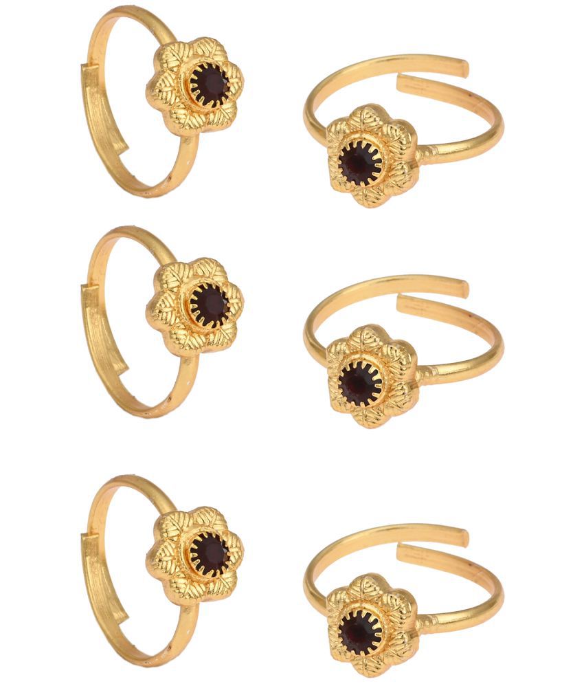     			AanyaCentric Gold Plated 3 Pair Toe Rings