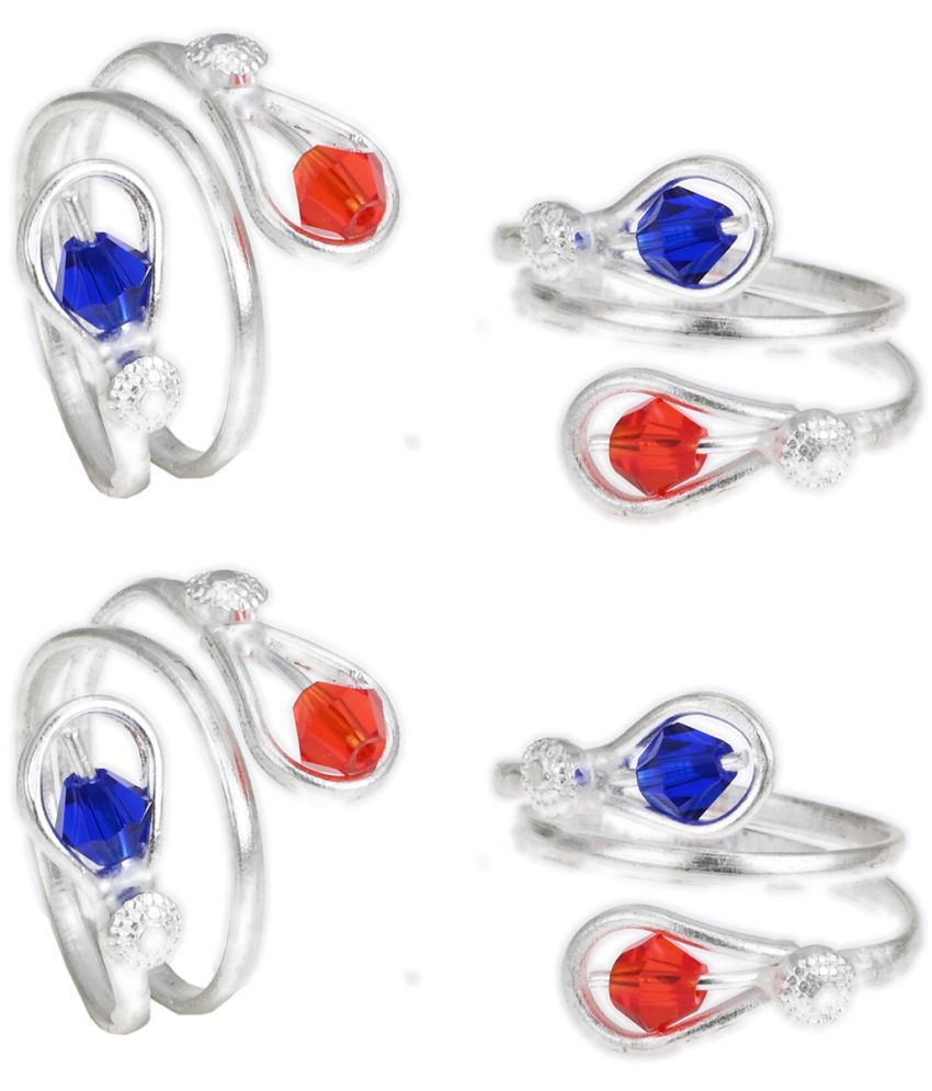     			AanyaCentric Silver Plated 2 Pair Toe Rings