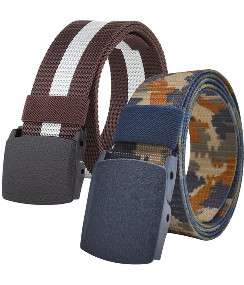     			Loopa Multi Nylon Casual Belt Pack of 2