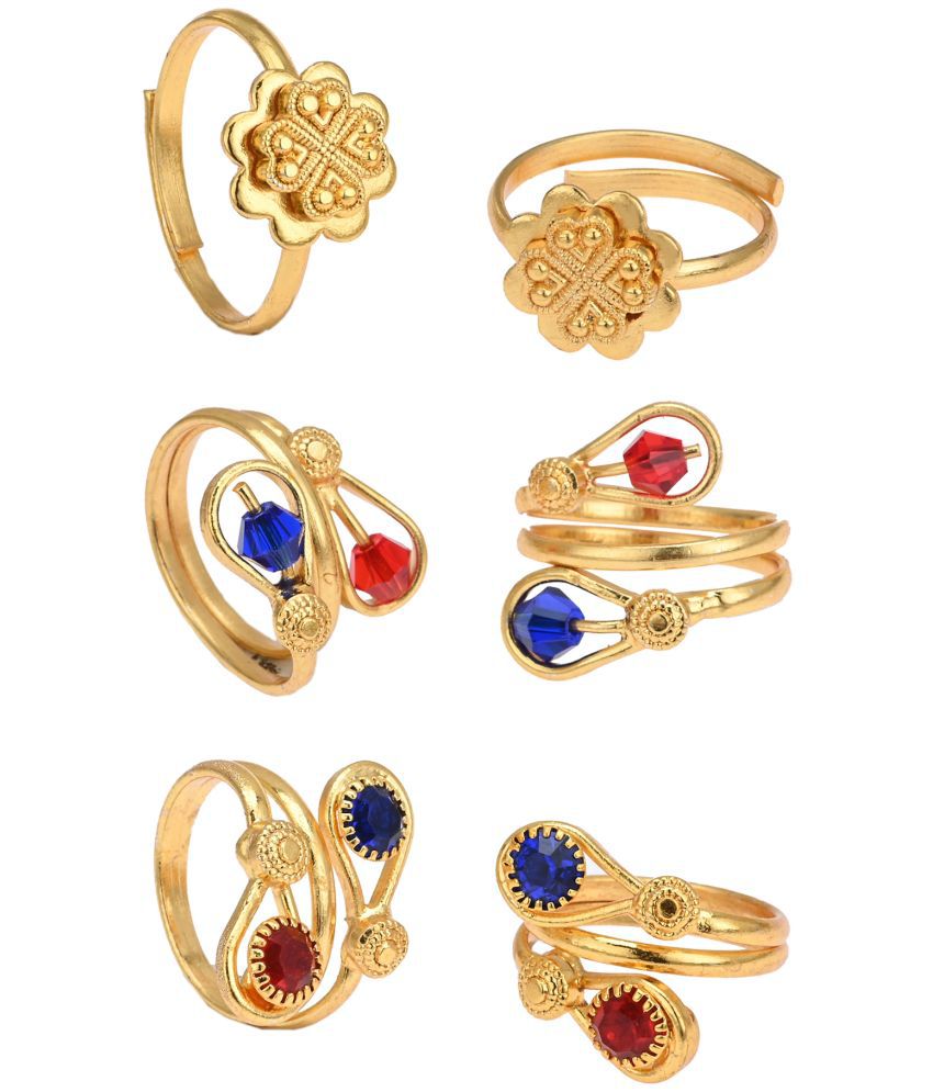     			AanyaCentric Gold Plated 3 Pair Toe Rings