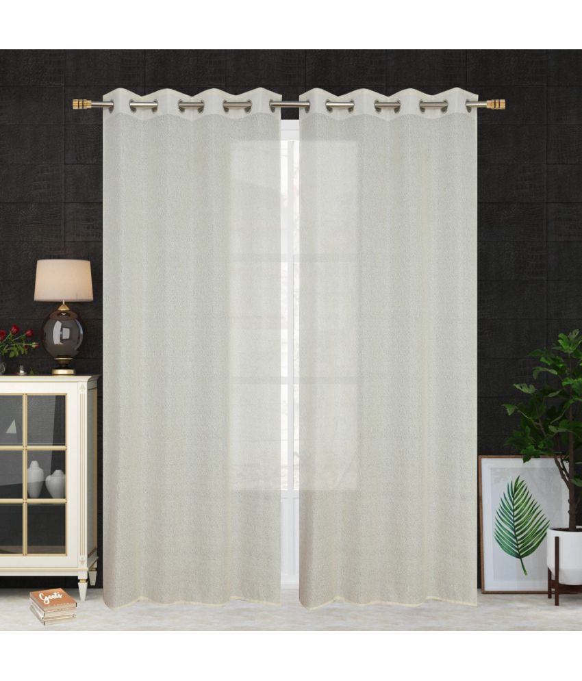     			Koli collections Set of 2 Door Semi-Transparent Eyelet PVC AC Cream Curtains ( 213 x 121 cm )