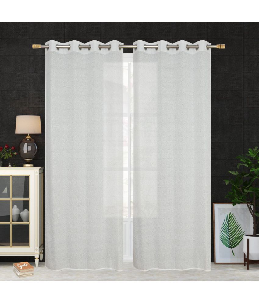     			Koli collections Set of 2 Door Semi-Transparent Eyelet PVC AC White Curtains ( 213 x 121 cm )