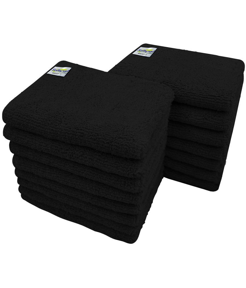     			SOFTSPUN Microfiber Small Wipes 20x30 Cms, 15 Piece Towel Set, 380 GSM BLACK Multi-Purpose Super Soft Absorbent Cleaning Towels, Cleans & Polishes Everything in Your Home, Kitchen & Office.