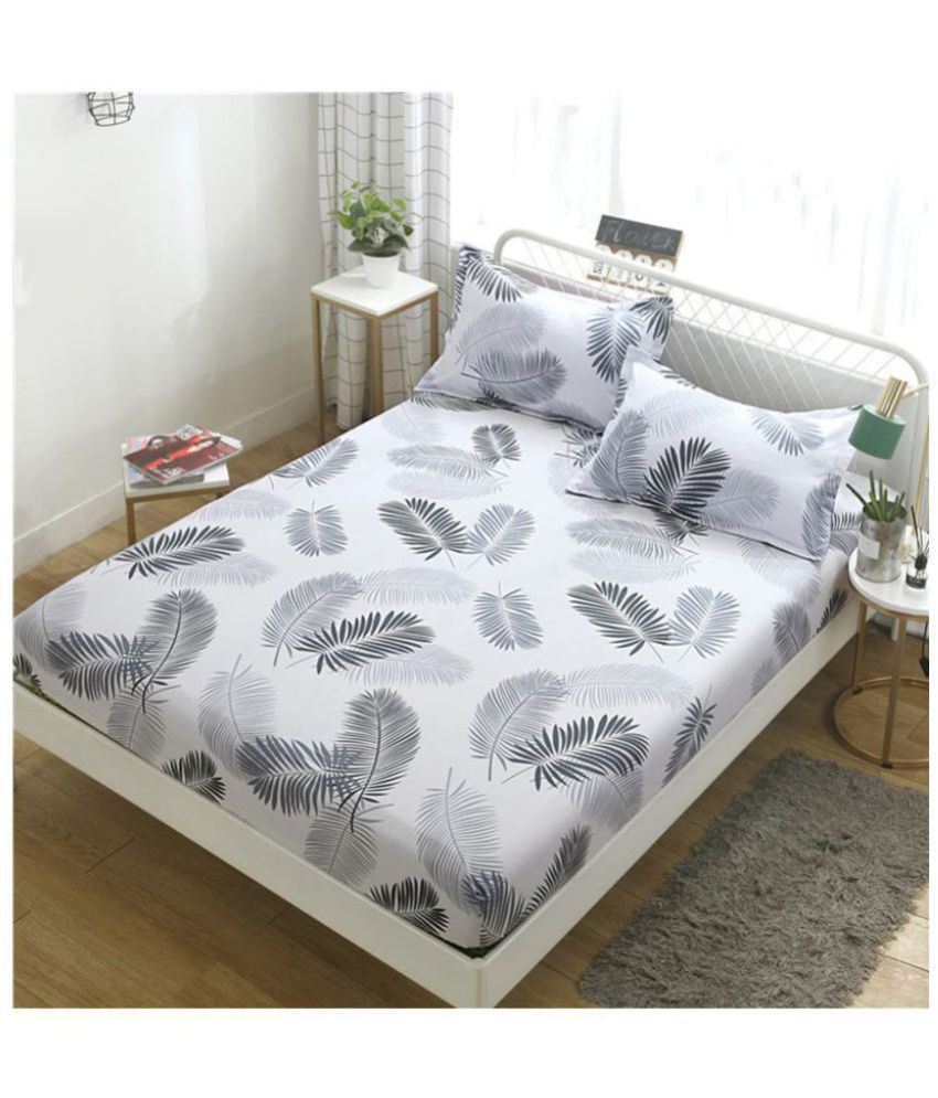     			House Of Quirk Polyester Queen Bed Sheet with Two Pillow Covers ( 200 cm x 180 cm )