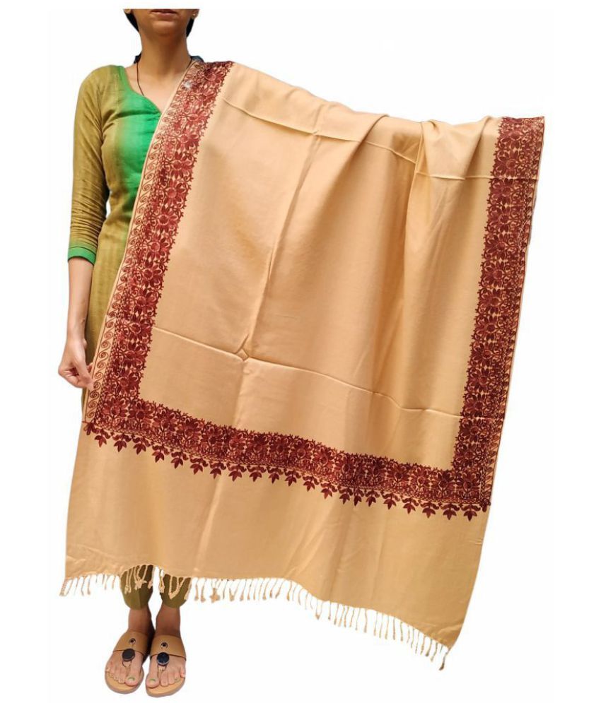     			Soul Essence Beige Kashmiri Shawl - Single