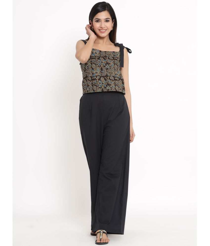     			KIPEK - Black Straight Cotton Women's Stitched Salwar Suit ( Pack of 1 )
