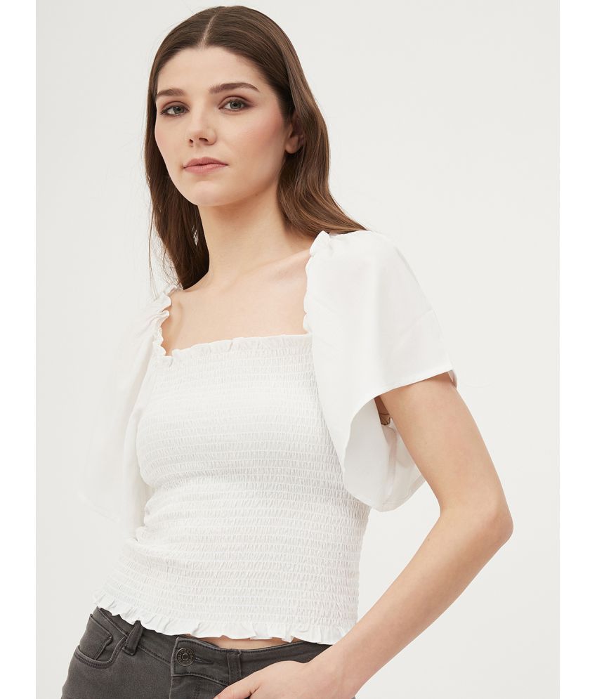 Harpa Polyester Regular Tops - White 