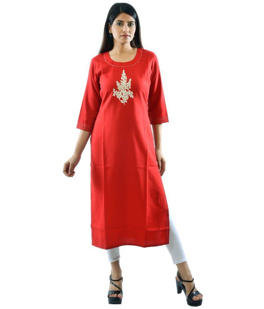     			AMIRA'S INDIAN ETHNICWEAR - Red Linen Women's Stitched Salwar Suit ( )