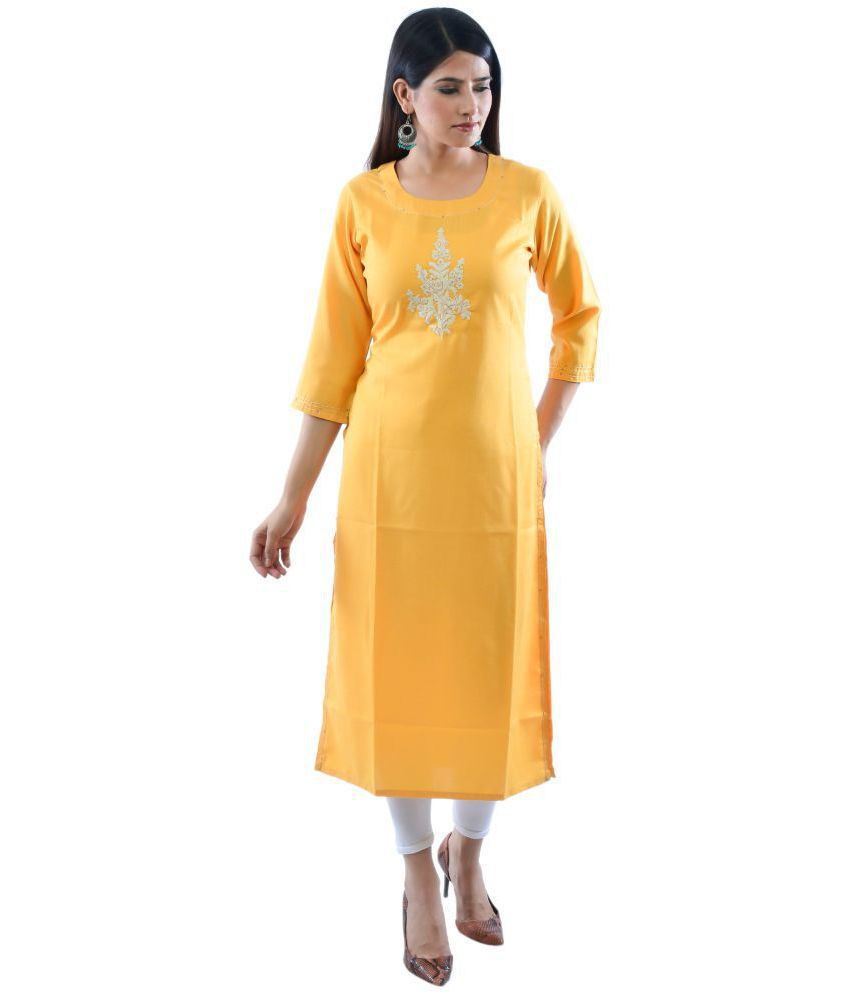     			AMIRA'S INDIAN ETHNICWEAR - Yellow Linen Women's Stitched Salwar Suit ( )