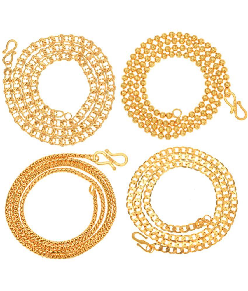     			AanyaCentric Combo of 4 Gold Plated 22inches Long Fashion Chain