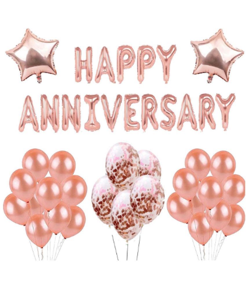     			Blooms EventHappy Anniversary Decoration Kit - 43Pcs Happy Anniversary Banner Happy Anniversary Foil Balloons with HD Metallic Balloons Decoration Set Item For Home (Rose Gold)