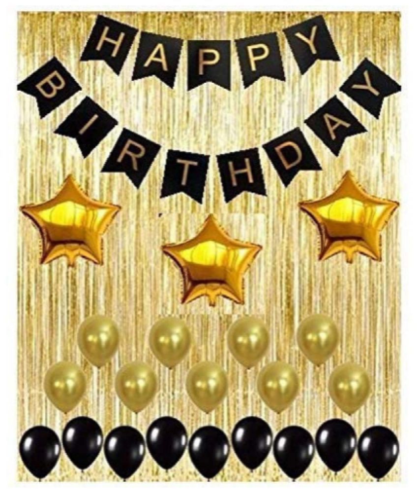     			Blooms EventHappy Birthday Balloons Decoration Kit 47 Pcs - Fringe Foil Curtains, Banner & Latex Metallic Balloons\nBrand: PRVV