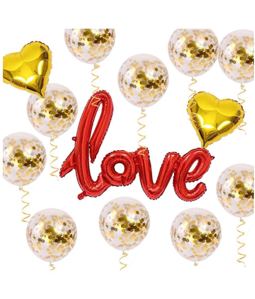     			Blooms Event Love Foil Balloon with Matching Confetti and Heart Shape Foil Balloon Red