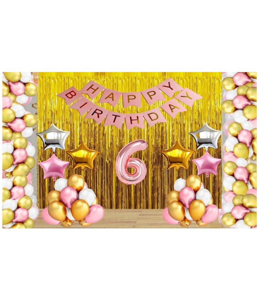     			Blooms EventRose Gold Balloons with Happy Birthday Decoration Items