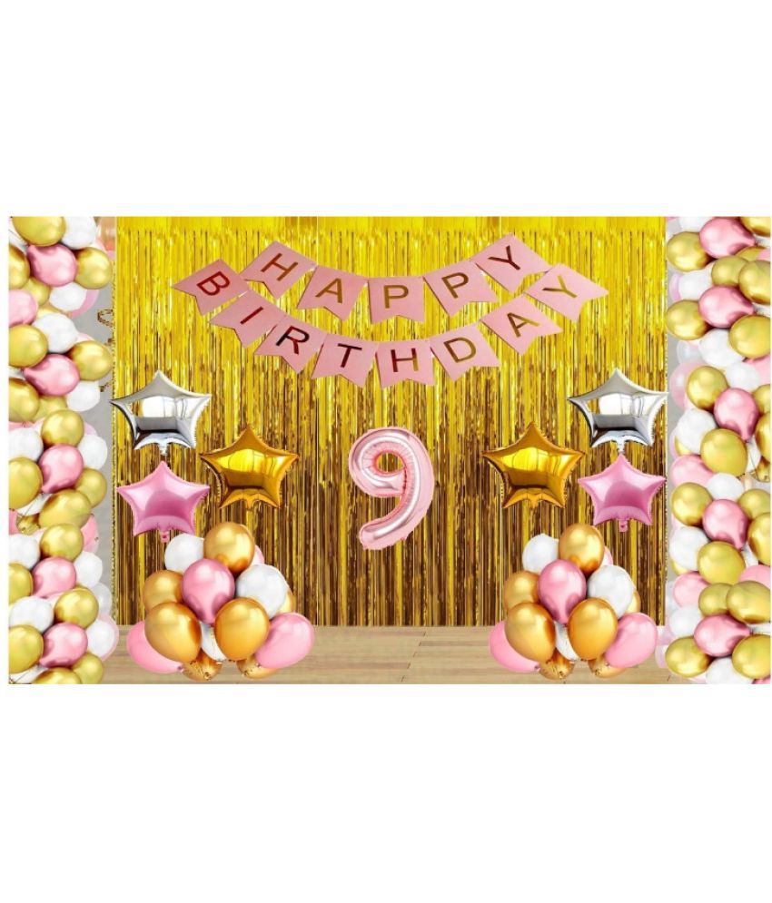     			Blooms EventRose Gold Balloons with Happy Birthday Decoration Items