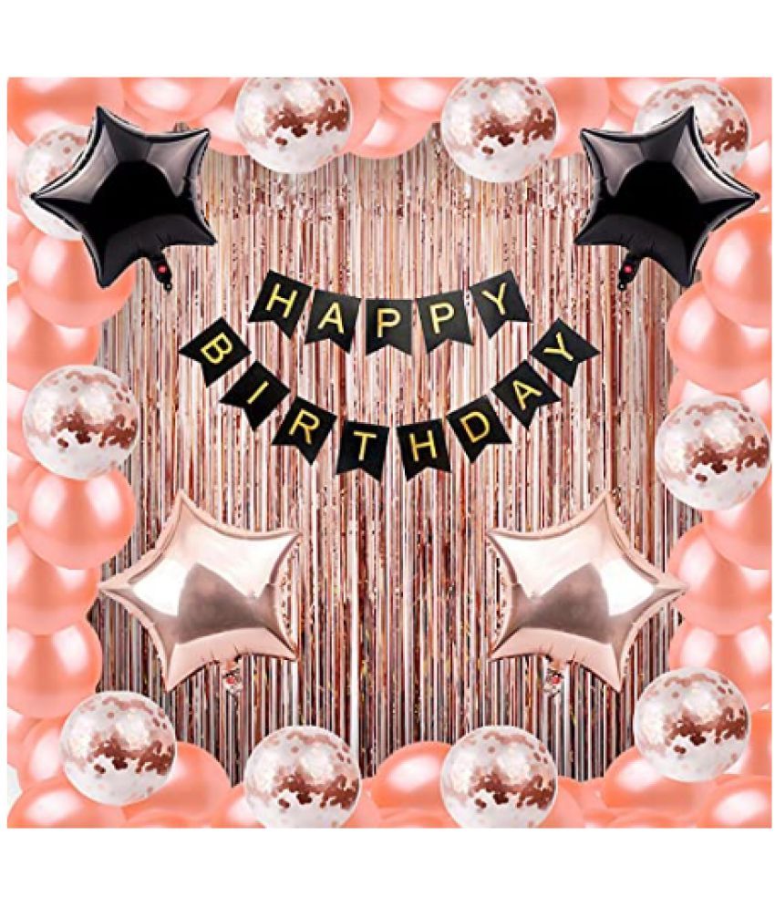     			Blooms EventRose gold Happy Birthday Balloons Decoration Kit – Pack of 64 Pcs