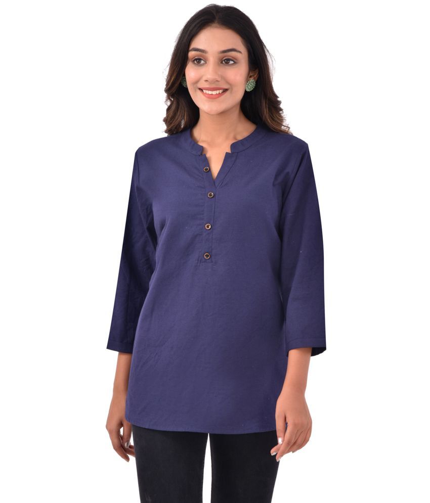     			QuaClo Cotton Regular Tops - Navy Single