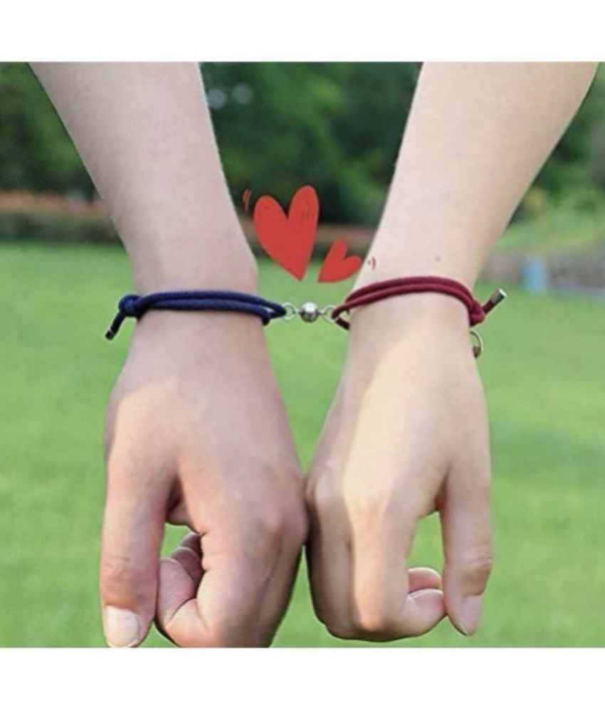     			Soni Jewellery Couple Bracelet Magnetic 2 PCS Alloy Relationship Bracelet Ball Shaped Matching Bracelet for Him and Her