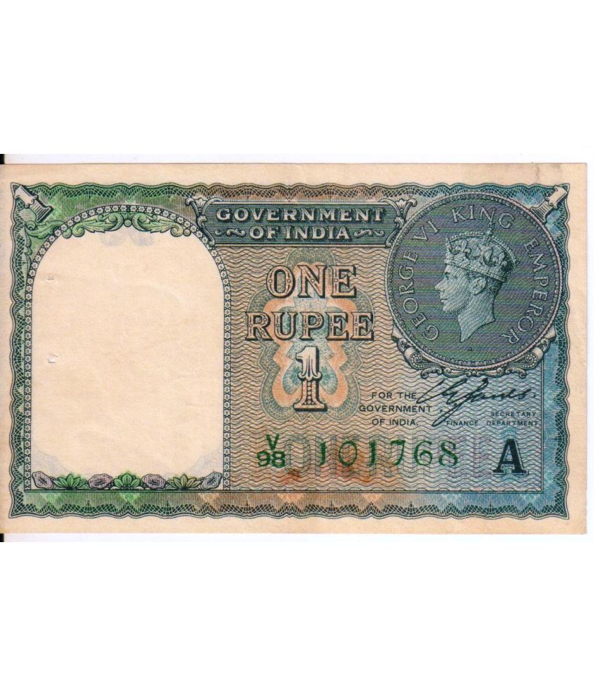     			Rare 1 Rupee 1940 British India King George VI UNC Pc. Signed BY C E Jones