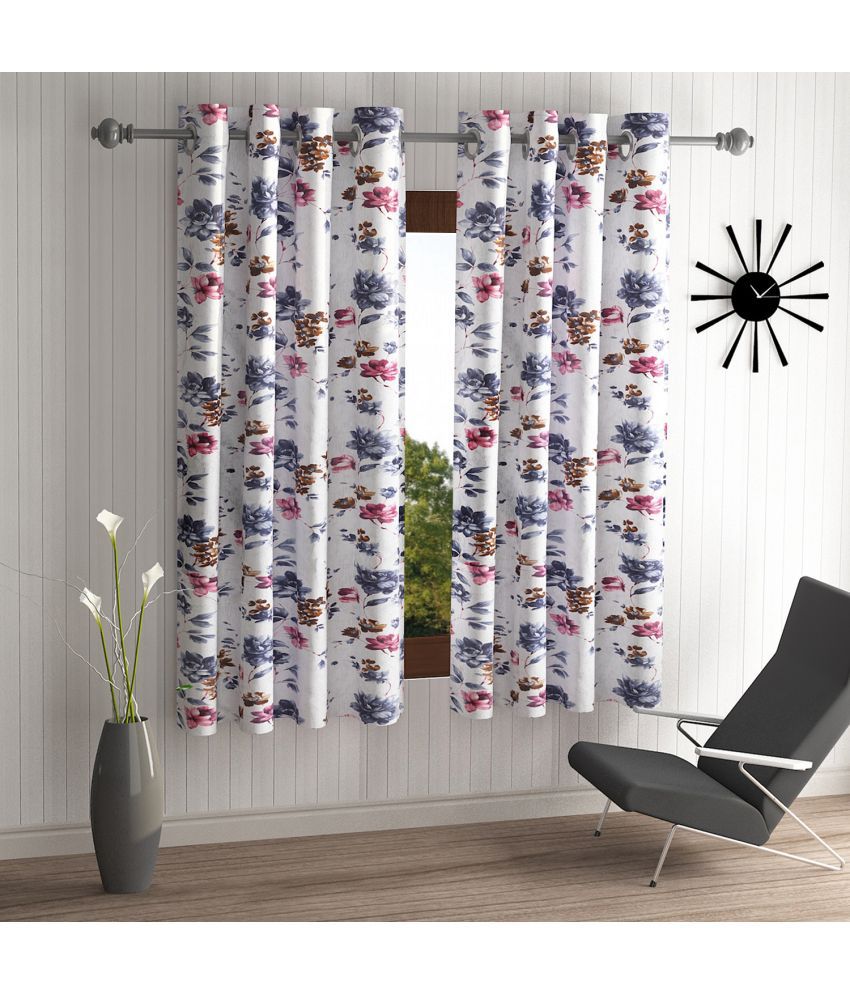     			Home Sizzler Set of 2 Window Semi-Transparent Eyelet Polyester Grey Curtains ( 153 x 116 cm )