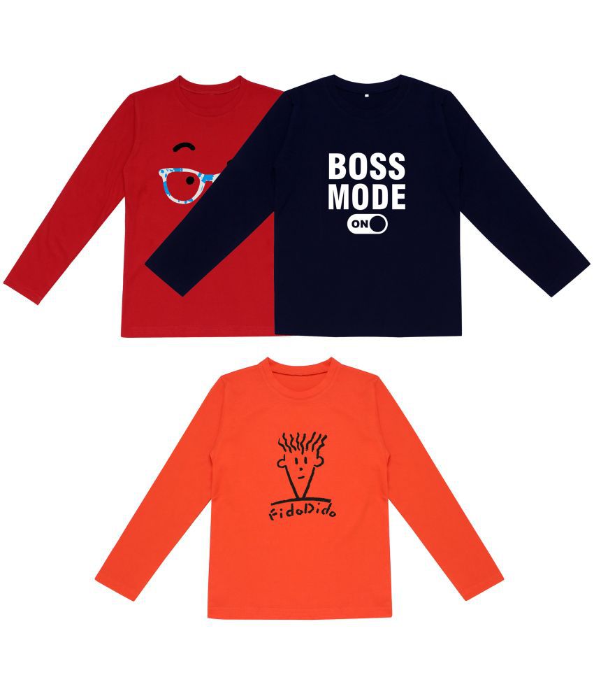 DIAZ  Boys & Girls  Printed Cotton  Full Sleeves  Round Neck Cotton Tshirt |Boys & Girls T-Shirt | T-Shirt for Boy's & Girl's Pack of 3