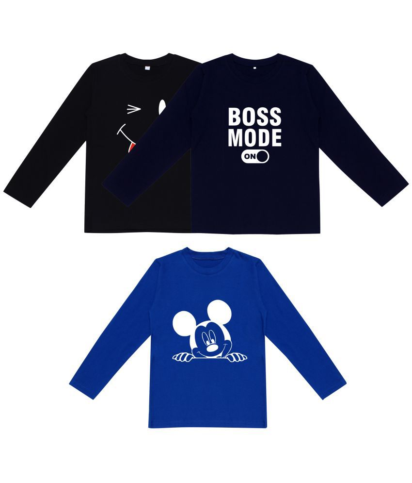 DIAZ  Boys & Girls  Printed Cotton  Full Sleeves  Round Neck Cotton Tshirt |Boys & Girls T-Shirt | T-Shirt for Boy's & Girl's Pack of 3