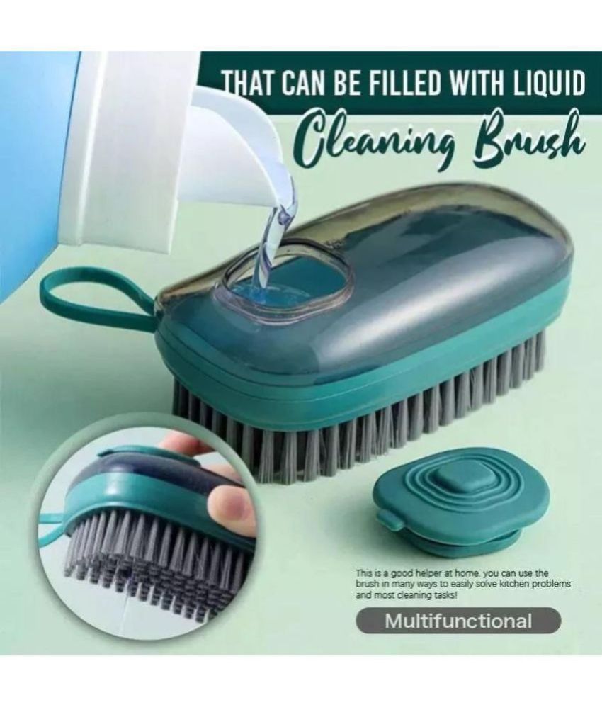     			Gatih Hard Bristle Cleaning Brrush Liquid Soap Dispenser Short Handle Brush Heads