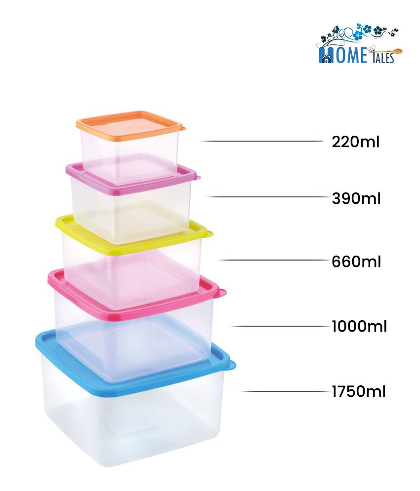 Buy HOMETALES Plastic Multi-Purpose Food Container, 220ml, 390ml, 660ml ...