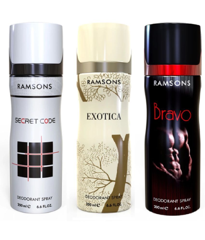 RAMSONS Secret Code, Exotica And Bravo Deodorant Body Spray 200ml each