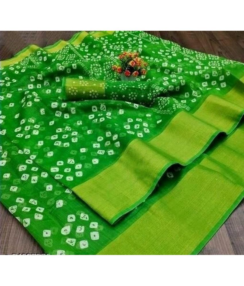     			AARTI SELECTION Green Cotton Saree -