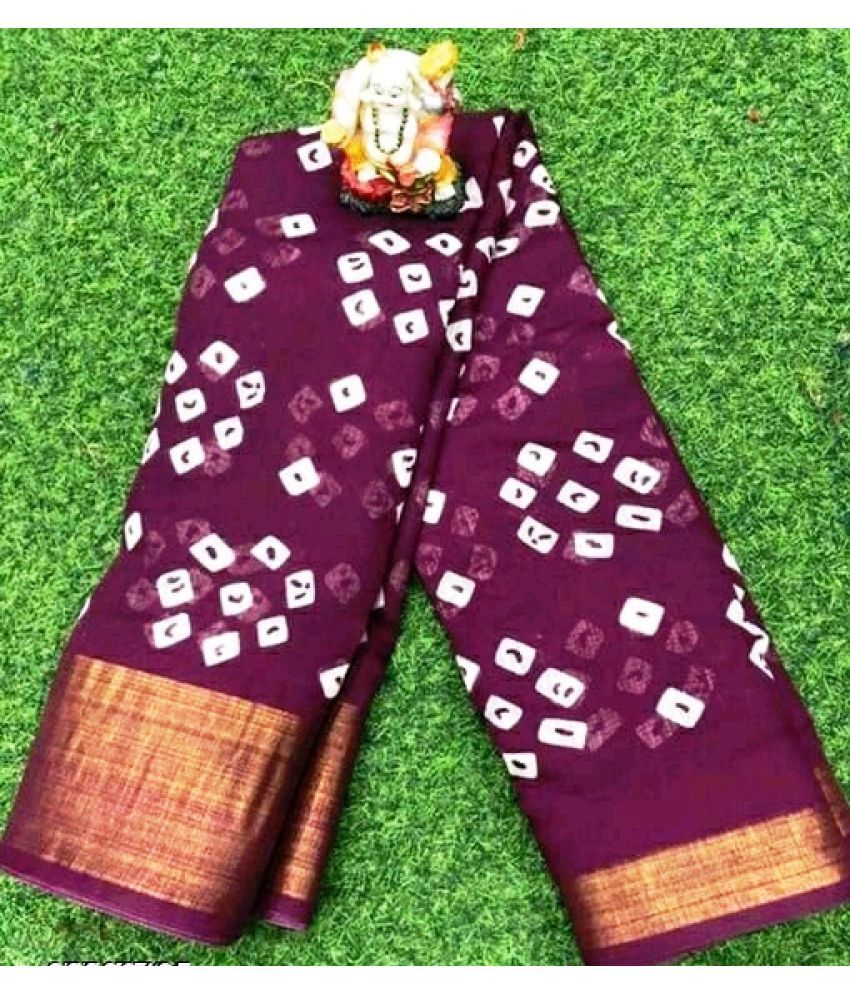     			AARTI SELECTION Purple Cotton Saree -