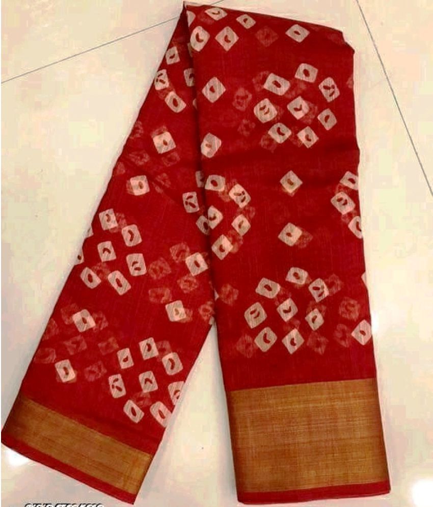     			AARTI SELECTION Red Cotton Saree -