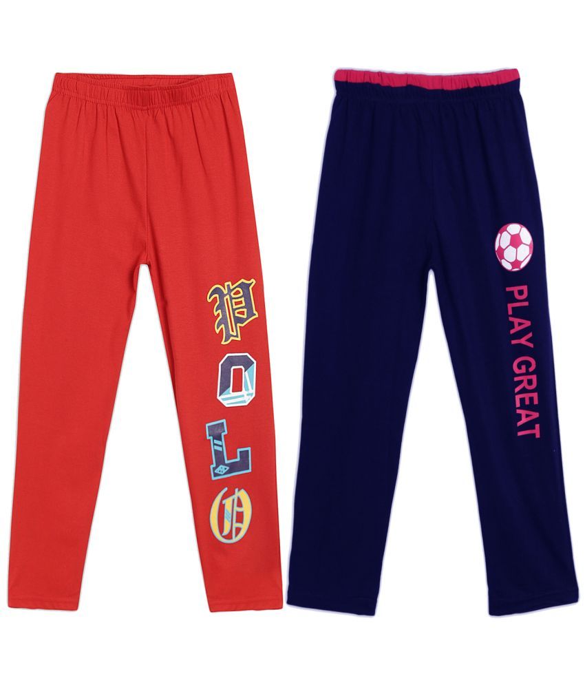     			Fashionable Red & Navy Blue pack of 2 track pant for Kids