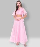 GOD BLESS Poly Satin Pink Fit And Flare Dress - Single