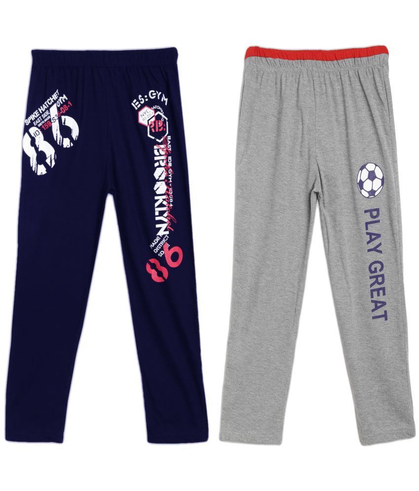     			Fashionable Navy Blue & Grey Melange pack of 2 track pant for Kids