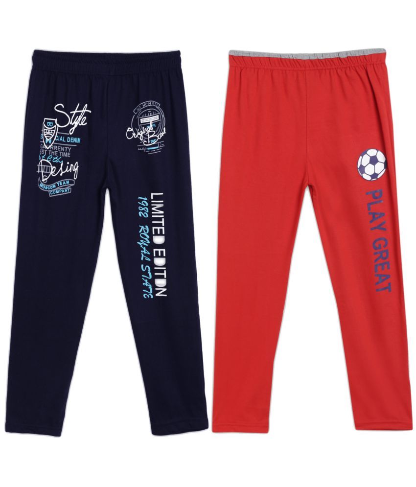     			Fashionable Navy Blue & Red pack of 2 track pant for Kids