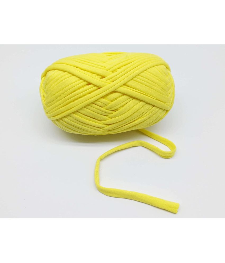     			PRANSUNITA T-Shirt Yarn Carpet, Knitting Yarn for Hand DIY Bag Blanket Cushion Crocheting Projects TSH New 100 GMS (Lemon Yellow)