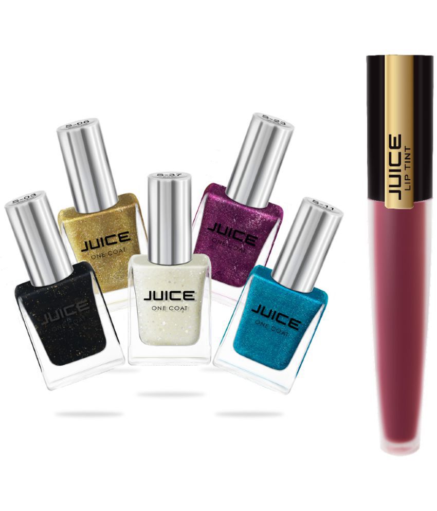     			Juice BLACK.GOLD,BLUE,VOILET,MILKY WAY Nail Polish S03,S06,S11,S23,S37 Multi Shimmer Pack of 6 59 mL