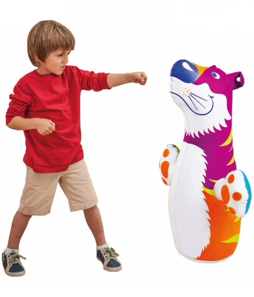 NHR Hit Me Inflated Toy for Kids Inflatable Tiger Toy Water Filled Base BOP for Toddlers PVC Punching Bag for Kids (Multi)