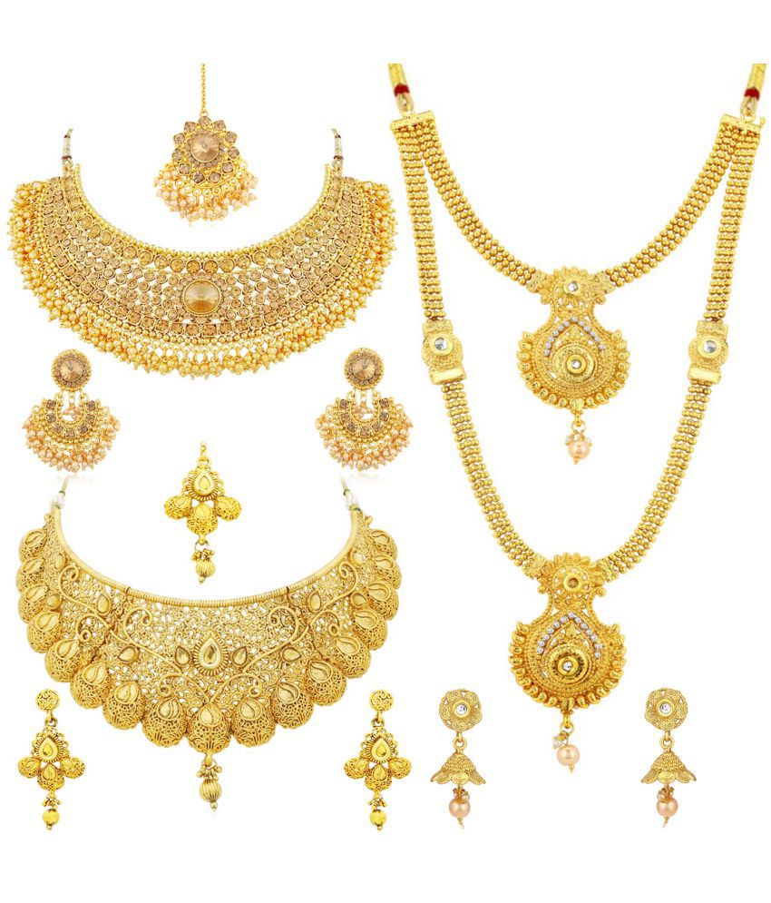     			Sukkhi Alloy Golden Traditional Necklace set Combo