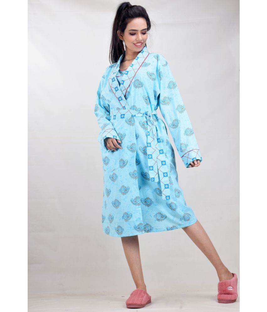     			CLYMAA Cotton Robes - Blue Single