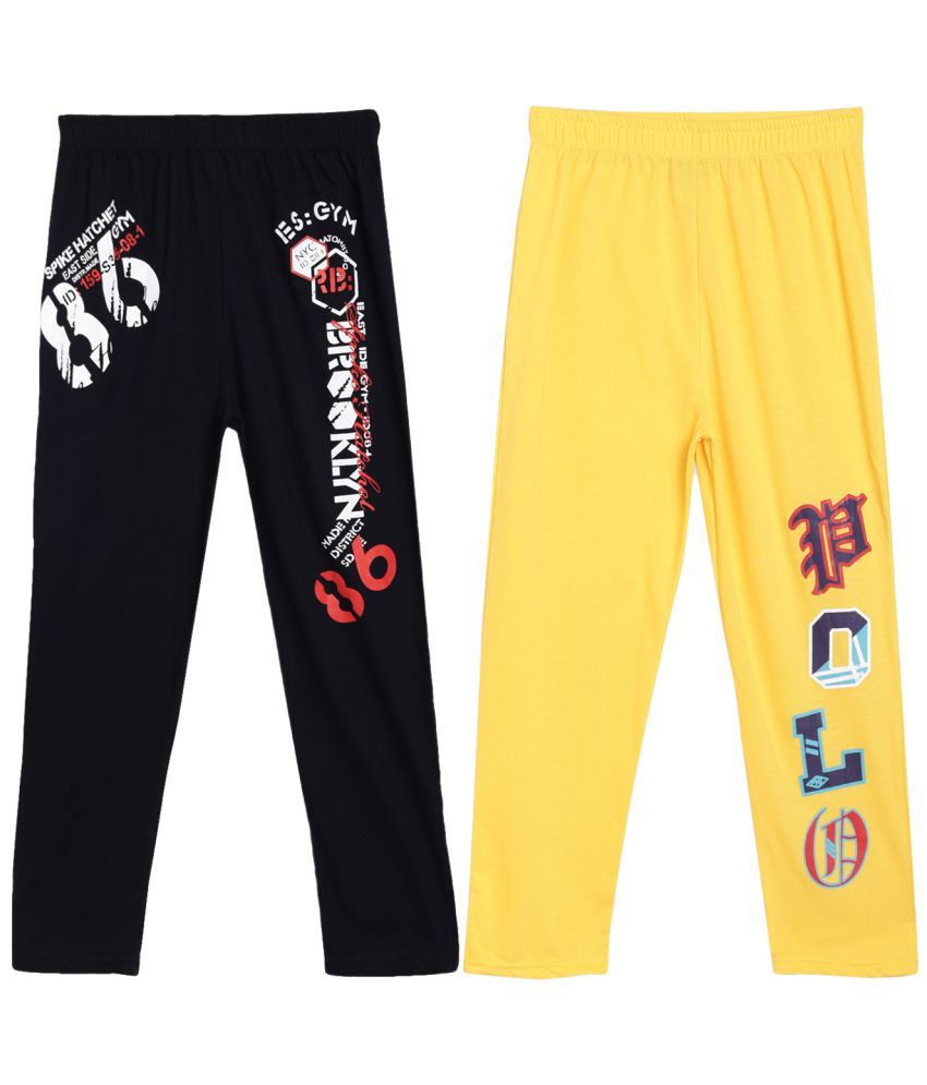     			Fashionable Black & Yellow pack of 2 track pant for Kids