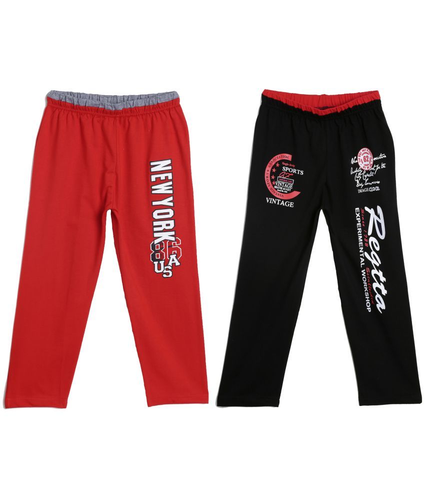     			Fashionable Red & Black  pack of 2 track pant for Boys