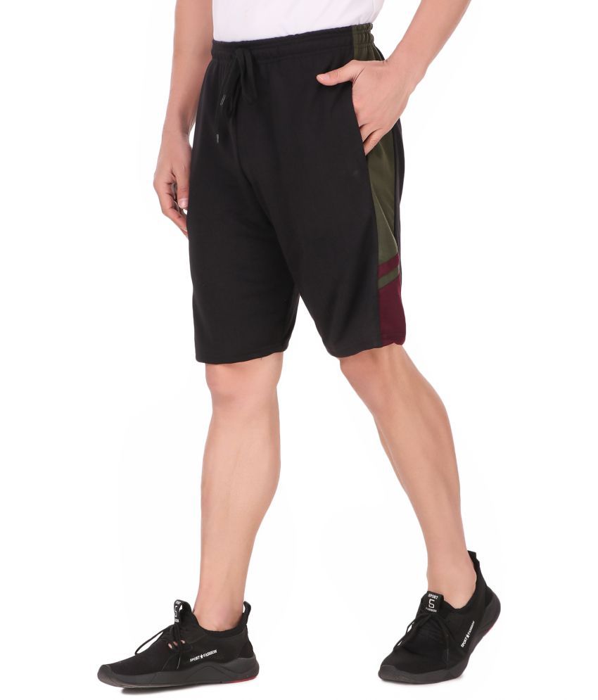     			KZALCON Black Cotton Blend Outdoor & Adventure Shorts Single