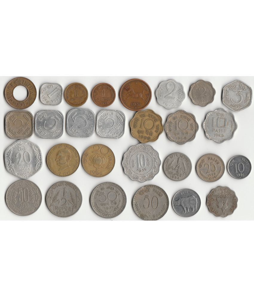     			Sansuka 28 different India old coins one paisa, two paisa three paisa, 5paisa, 10 paisa, 20 paisa, all set coins in one set collector choice, brass paisa, copper paisa , aluminum paisa, Nickel 5 paisa, brass Nickel 10 paisa Coin Collection (28 coins)